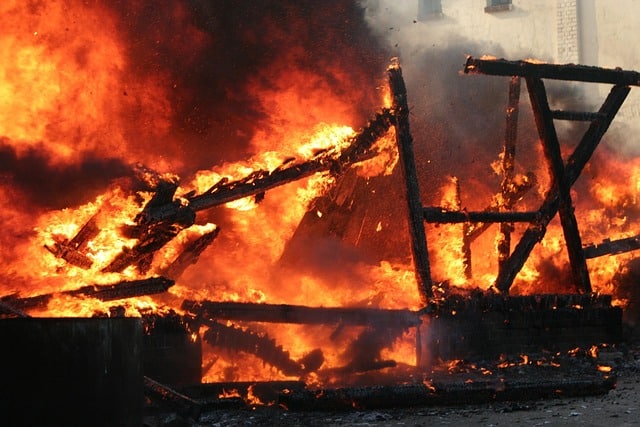 building on fire