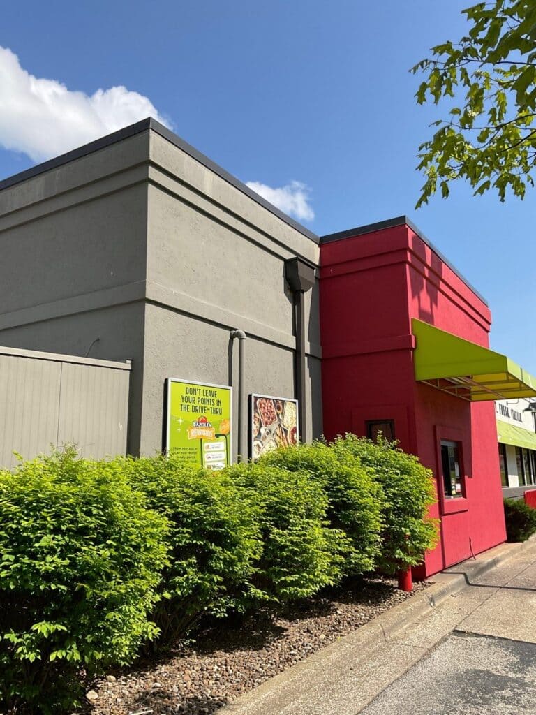 showcase of commercial box gutter on drive through restaurant