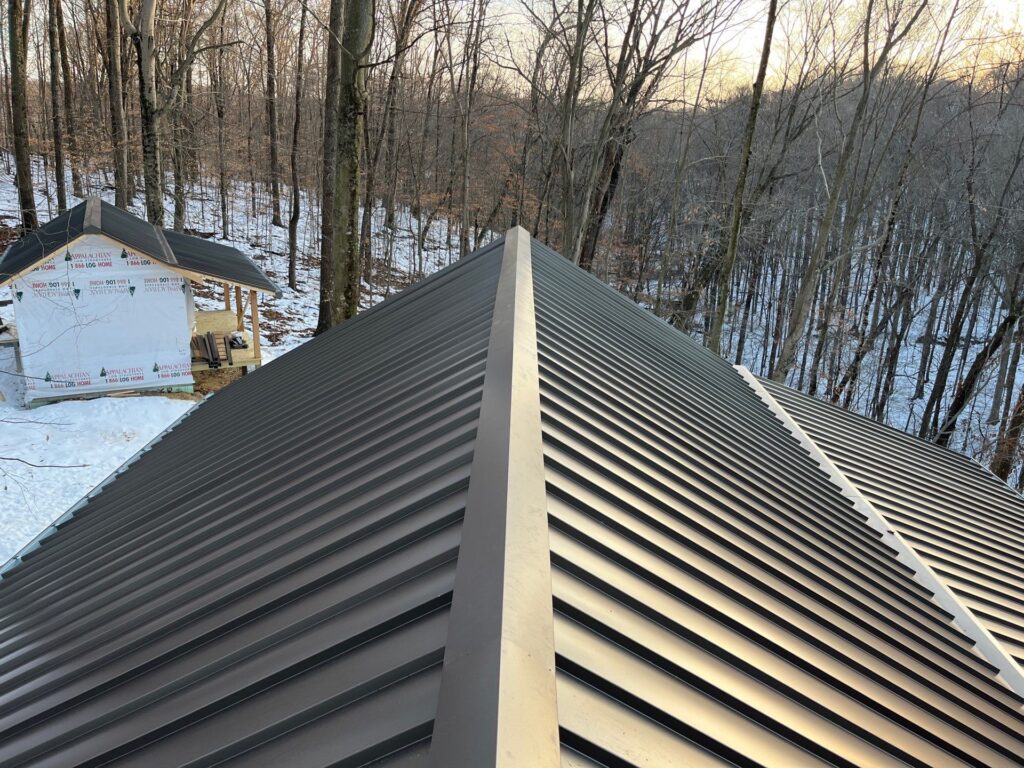 new metal roofs on newly built cabins
