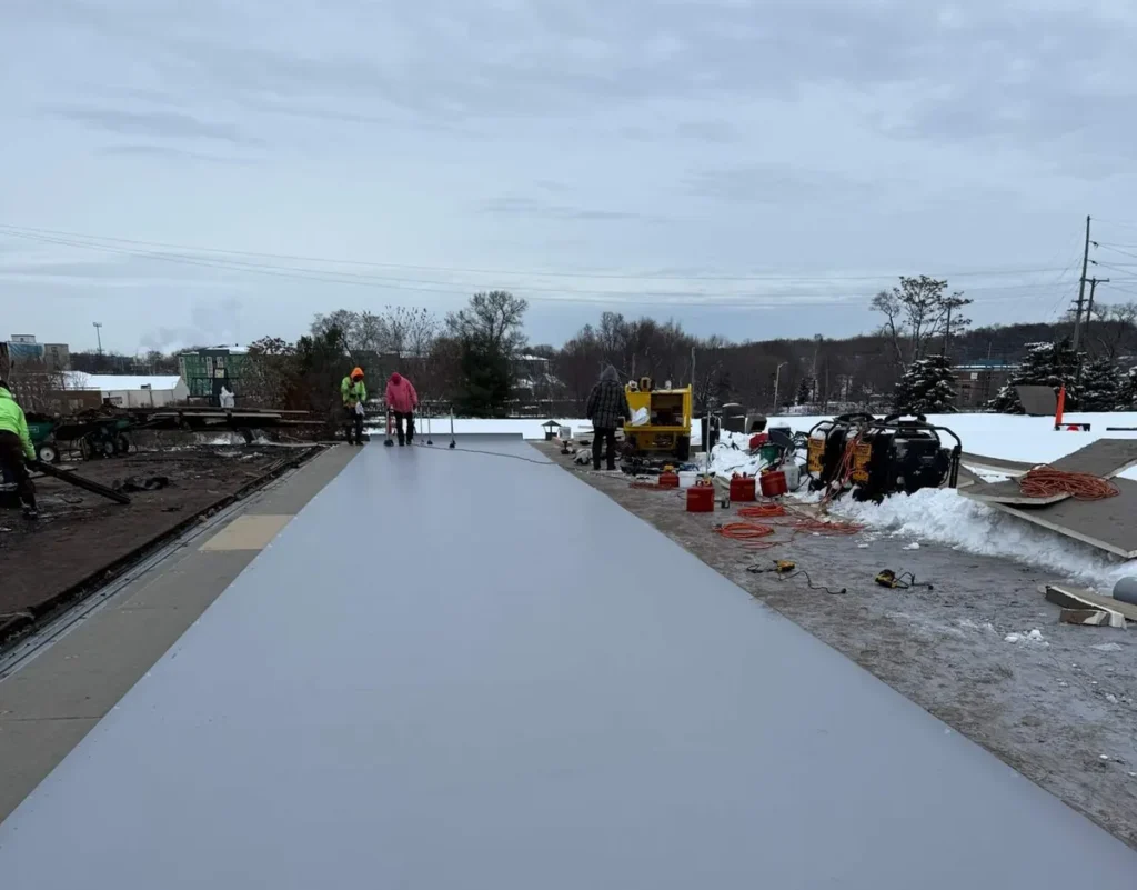 Arvco Container commercial roof replacement project in Kalamazoo, Michigan completed by Division 7 Roofing