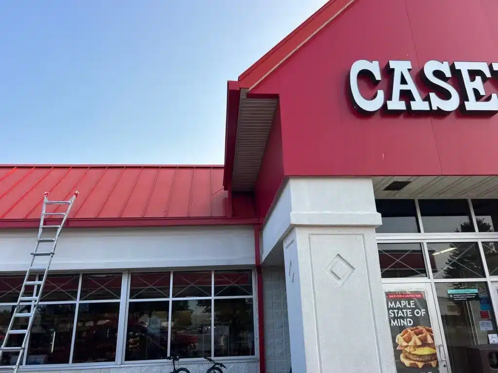 Metal roofing project at Casey's Gas Station in Whitewater, Wisconsin completed by NASI Roofing