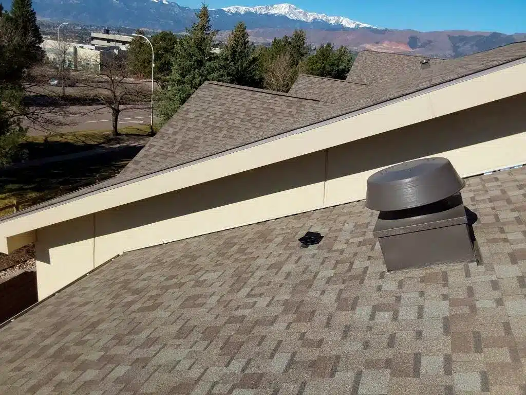 New architectural shingle roof installed at Legend Assisted Living in Colorado Springs, Colorado.